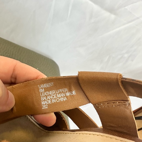 ShoeMint Cognac Leather Open Weave Platform Sandals - Size 6 - Picture 6 of 9